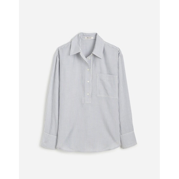 Madewell Tops - Madewell Drapey Long-Sleeve‎ Popover Shirt in Stripe Blue & White Small NWT